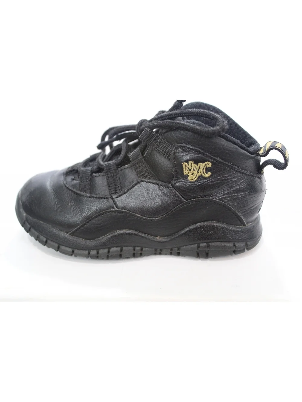 Nike Air Jordan 10 Retro Sneakers City Pack NYC Shoes Black Gold Youth Boy Sz 9C